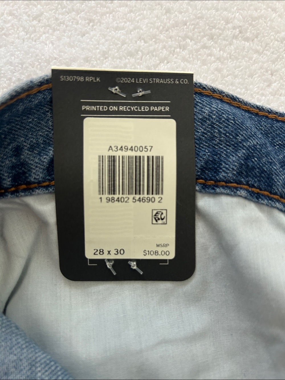 Levi's 28 x 30 Jeans Premium Baggy Dad Linen + Denim Lightweight Medium Wash NWT - Picture 14 of 15